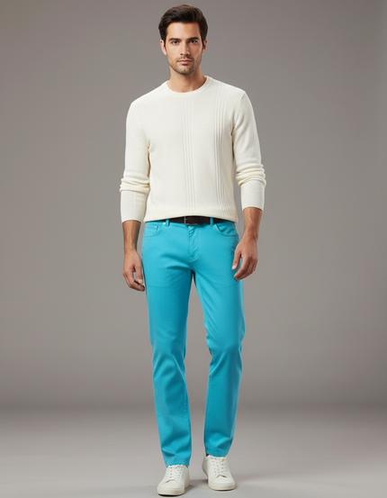 Pantalon Chino Bleu Ciel Coton Stretch Slim Homme