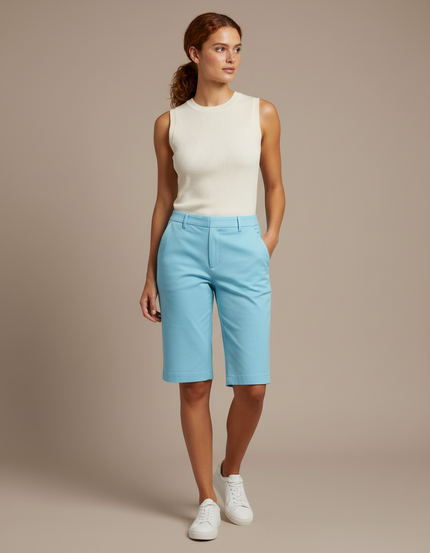 Pantalon Chino Bleu Ciel Droit Décontracté Femme - Gabardine