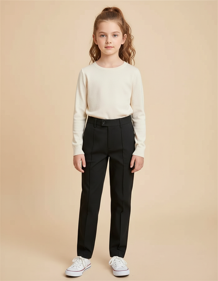 Pantalon Chino Noir Droit Élégant Enfant - Gabardine