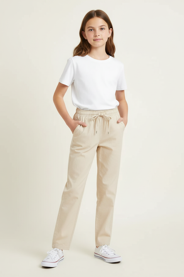Pantalon Chino Beige Coton Droit Confortable Enfant
