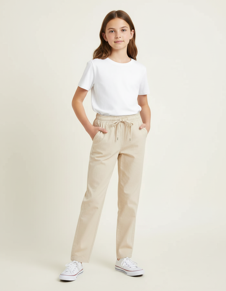 Pantalon Chino Beige Coton Droit Confortable Enfant