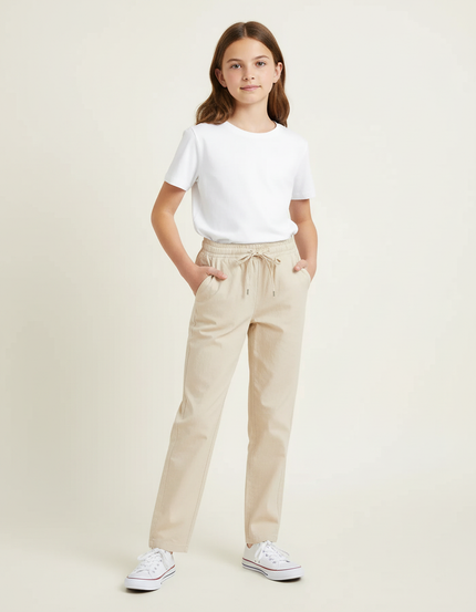 Pantalon Chino Beige Coton Droit Confortable Enfant