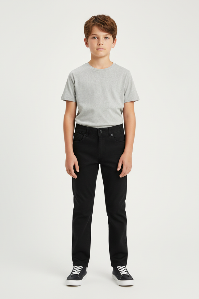 Pantalon Chino Noir Coton Droit Décontracté Enfant