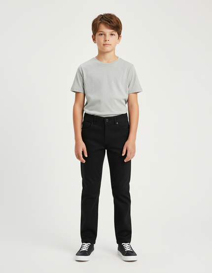 Pantalon Chino Noir Coton Droit Décontracté Enfant