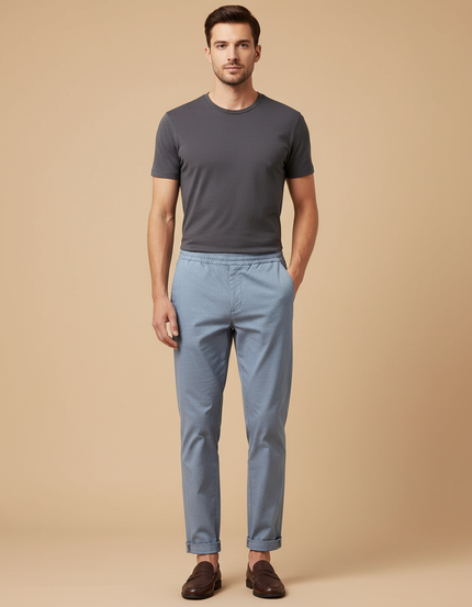 Pantalon Chino Bleu Ciel Coton Slim Décontracté Homme