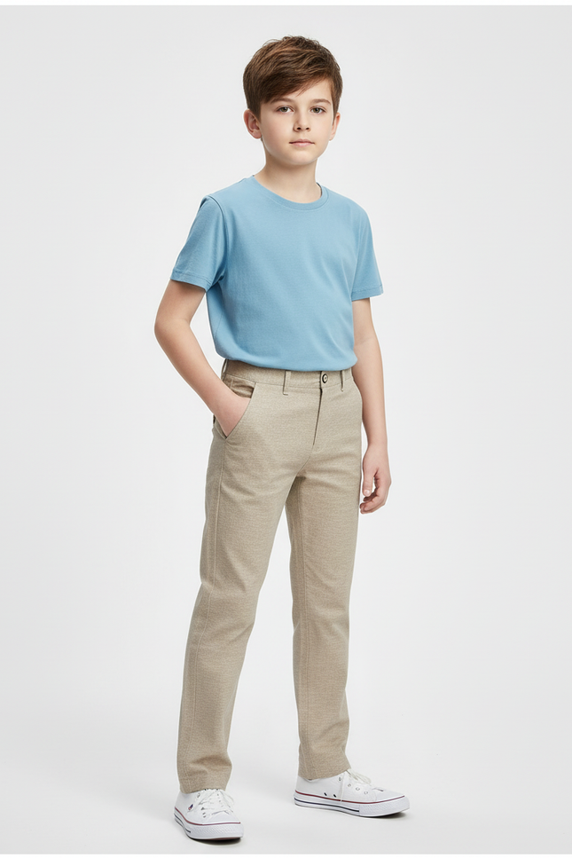 Pantalon Chino Beige Coton Droit Enfant Décontracté
