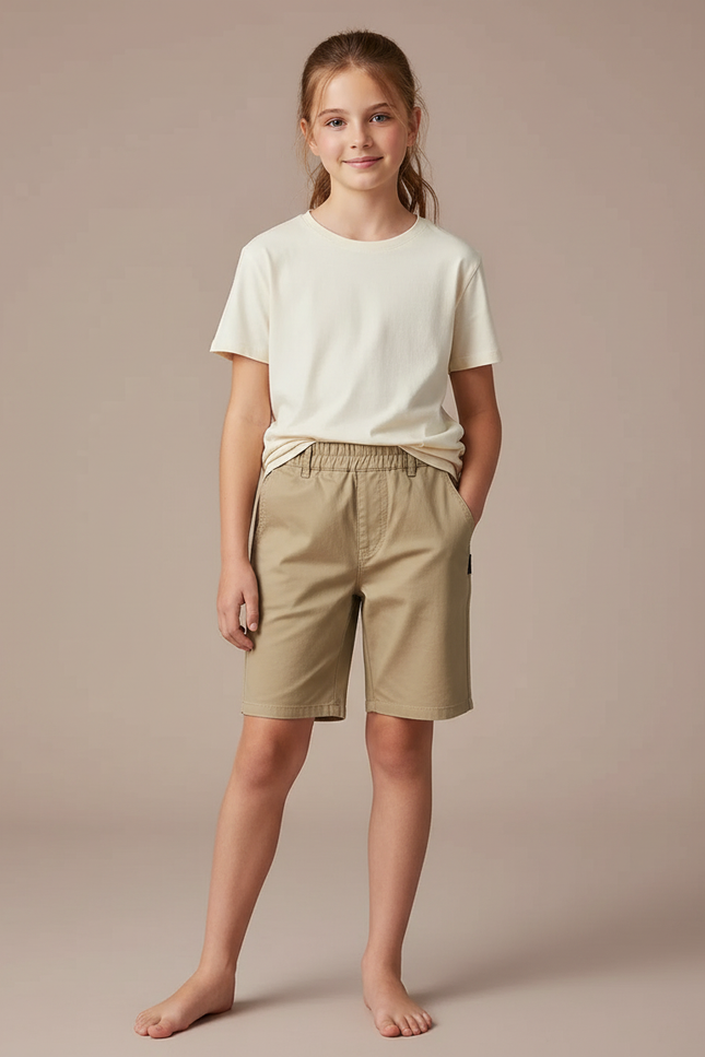Pantalon Chino Kaki Garçon Coton Décontracté Été