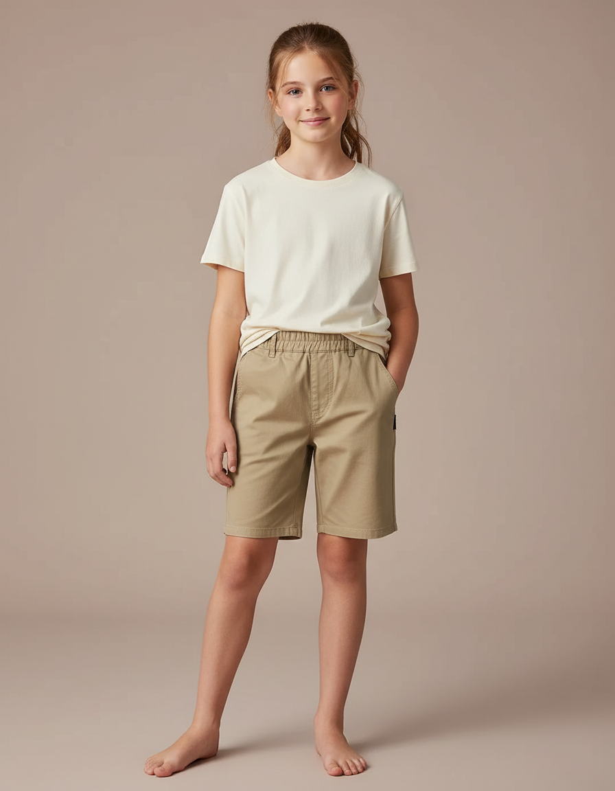 Pantalon Chino Kaki Garçon Coton Décontracté Été