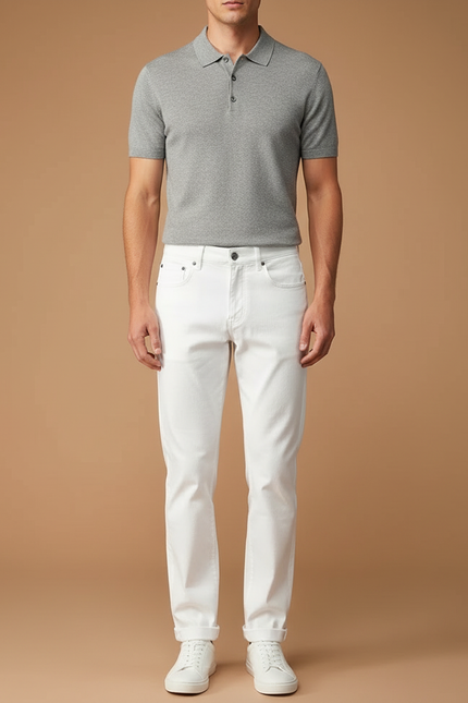 Pantalon Chino Blanc Coton Stretch Slim Homme