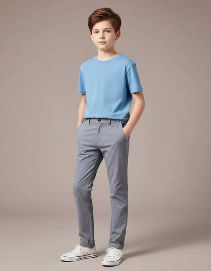 Pantalon Chino Gris Slim Enfant Décontracté Coton