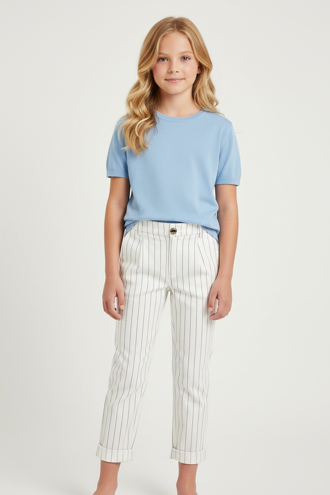 Pantalon Chino Fille - Blanc Coton