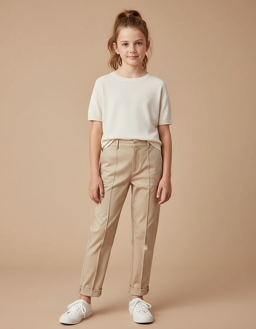 Pantalon Chino Beige Droit Coton Enfant Décontracté