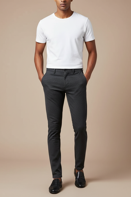 Pantalon Chino Gris Anthracite Slim Coton Stretch Homme