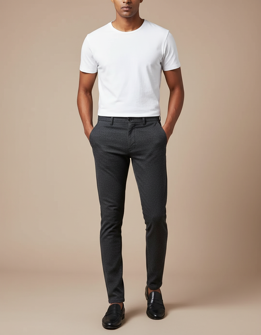 Pantalon Chino Gris Anthracite Slim Coton Stretch Homme