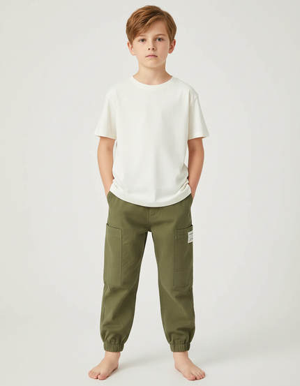 Pantalon Chino Elastique Cheville - Kaki Gabardine