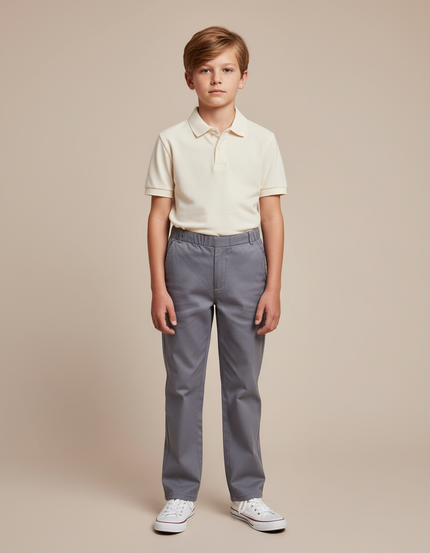 Pantalon Chino Gris Coton Droit Décontracté Enfant Garçon