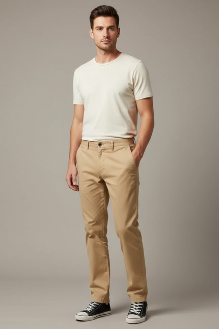 Pantalon Chino Slim Coton Stretch - Beige