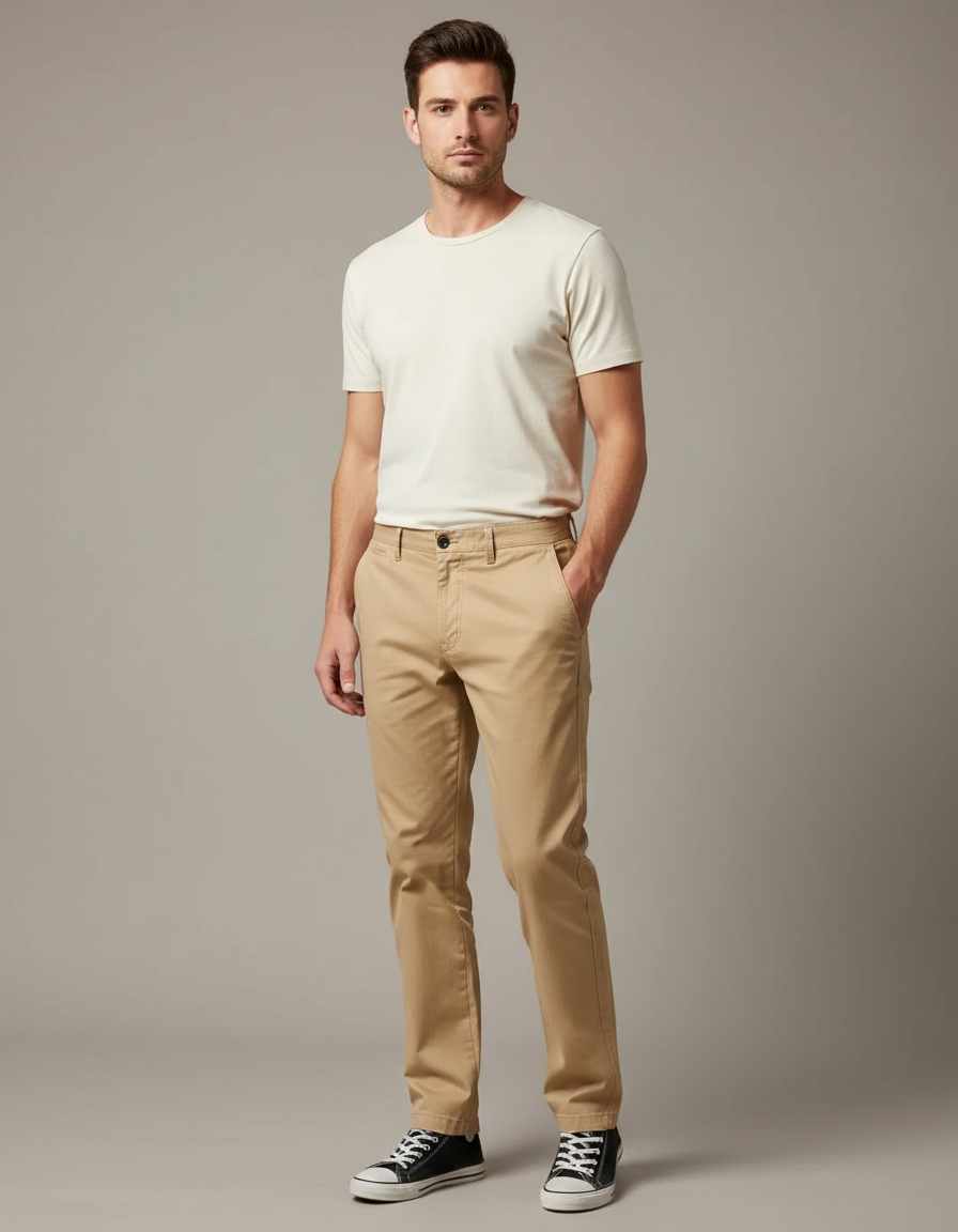Pantalon Chino Slim Coton Stretch - Beige