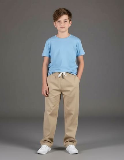 Pantalon Chino Beige Coton Ample Enfant Décontracté