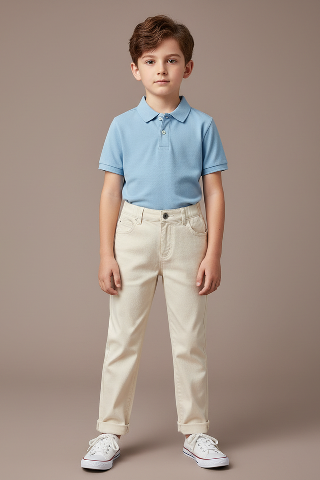Pantalon Chino Beige Coton Droit Élégant Enfant