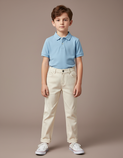 Pantalon Chino Beige Coton Droit Élégant Enfant