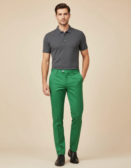 Pantalon Chino Vert Homme Slim Élégant Coton