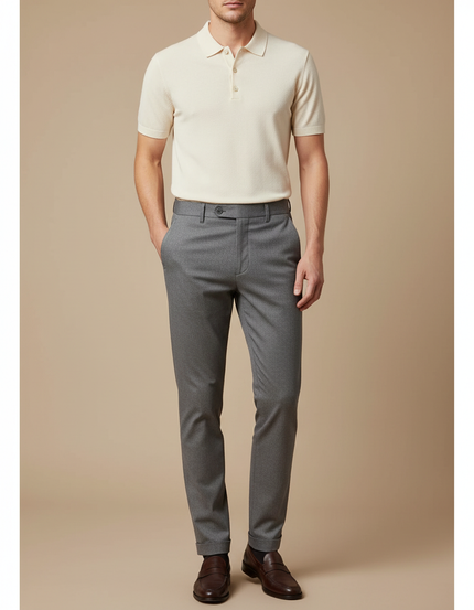 Pantalon Chino Gris Slim Ajusté Élégant Homme - Laine