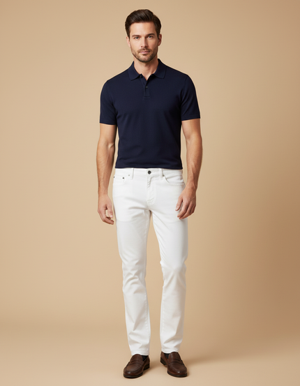 Pantalon Chino Blanc Homme Coupe Droite Coton