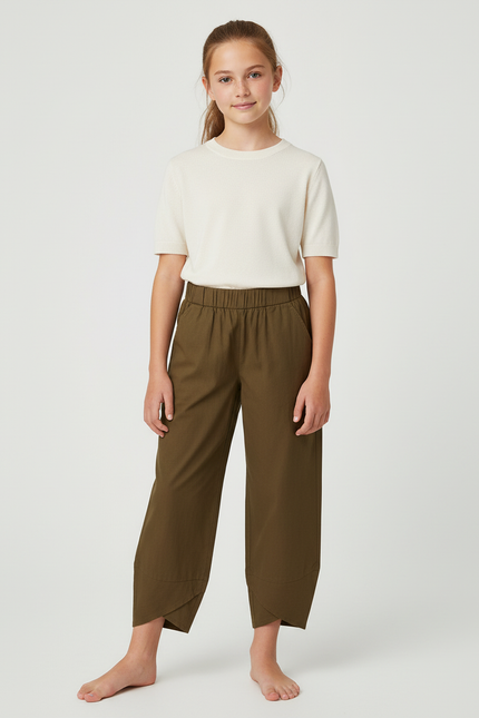 Pantalon Chino Kaki Coton Ample Enfant Décontracté