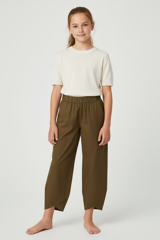 Pantalon Chino Kaki Coton Ample Enfant Décontracté