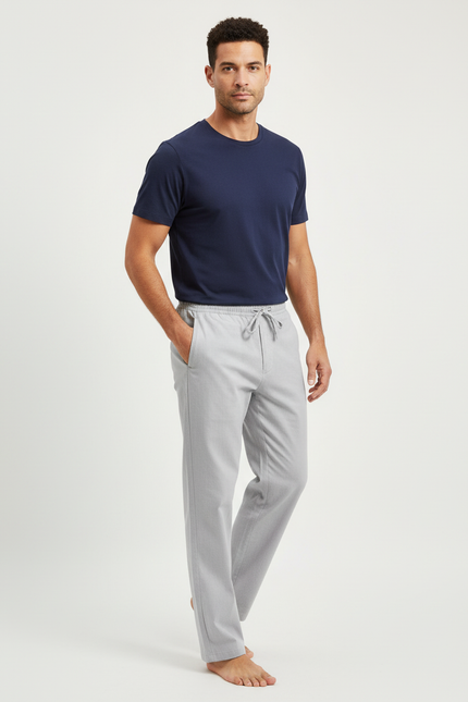 Pantalon Chino Gris Coton Décontracté Ample Homme