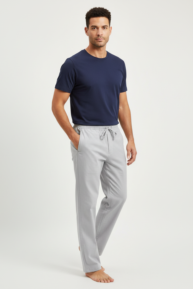Pantalon Chino Gris Coton Décontracté Ample Homme