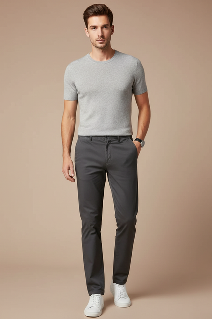 Pantalon Chino Homme Skinny - Gris Gabardine