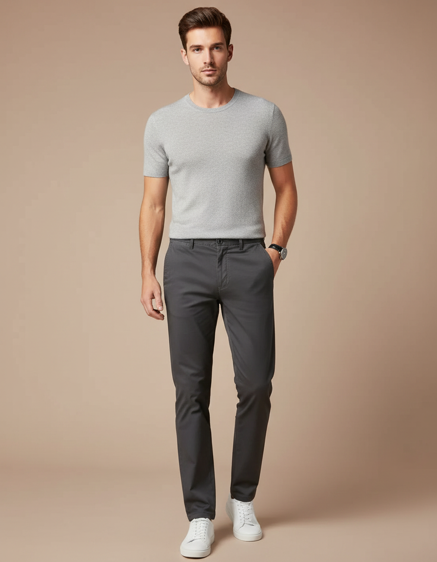 Pantalon Chino Homme Skinny - Gris Gabardine