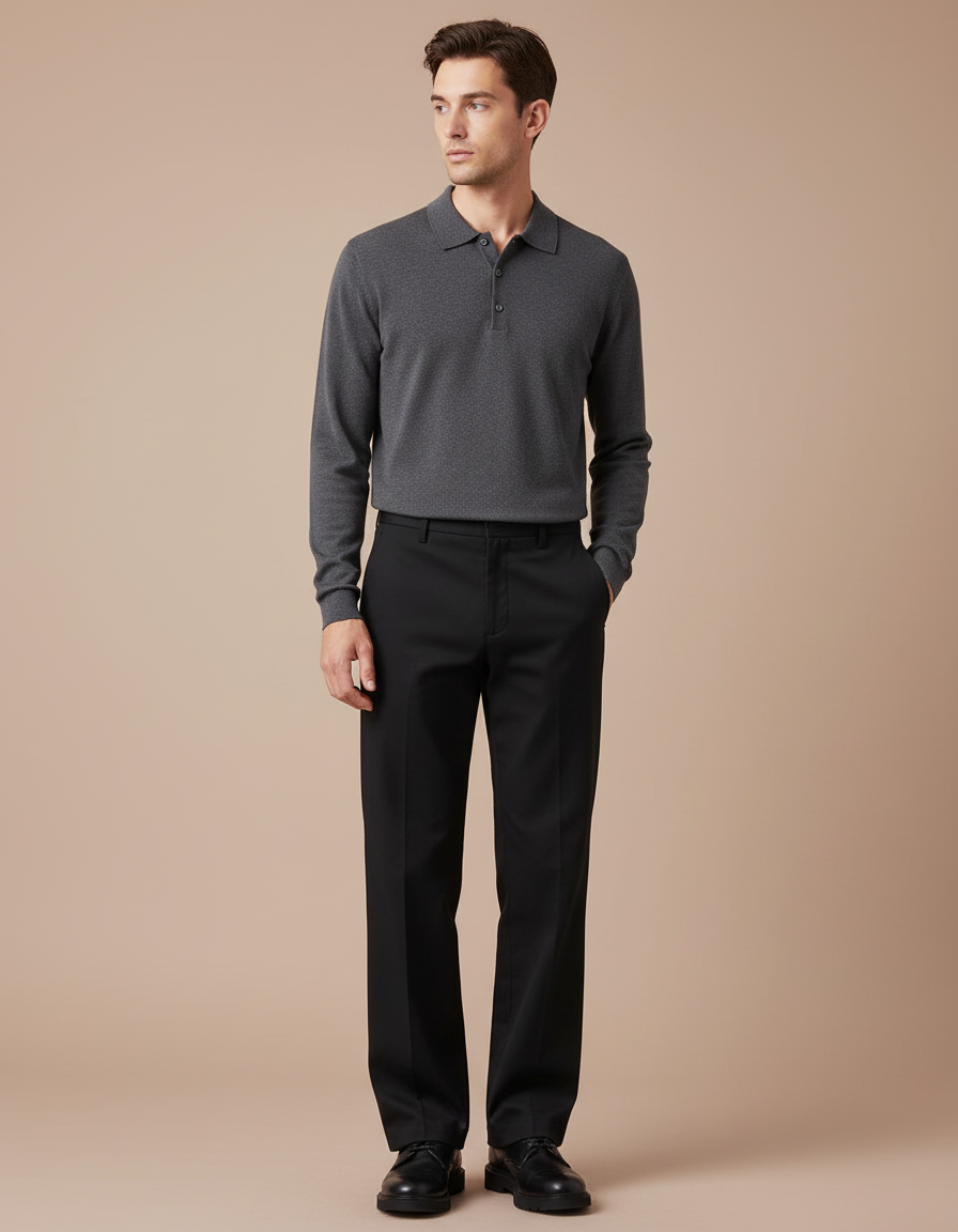 Pantalon Chino Noir Droit Formel Homme Élégant - Gabardine
