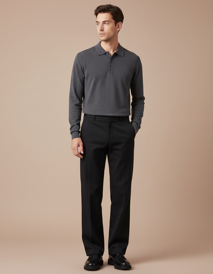 Pantalon Chino Noir Droit Formel Homme Élégant - Gabardine