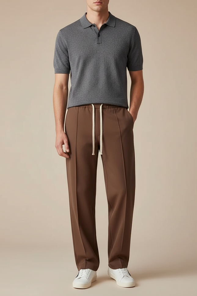 Pantalon Chino Marron Droit Sport Décontracté Homme - Polyester