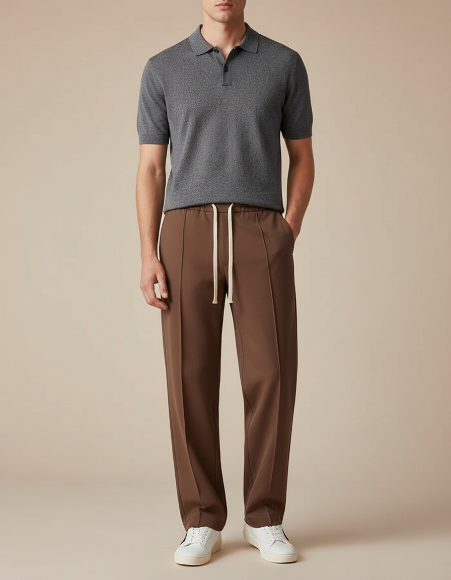 Pantalon Chino Marron Droit Sport Décontracté Homme - Polyester