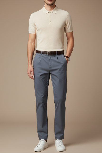 Pantalon Bleu Chino Homme - Gabardine