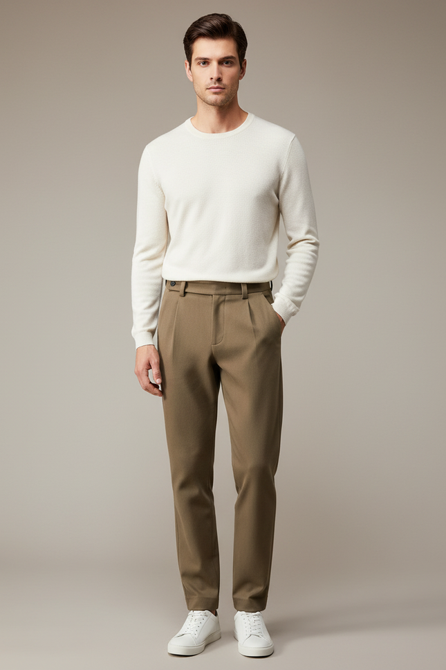 Pantalon Chino Laine Homme - Kaki