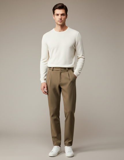 Pantalon Chino Laine Homme - Kaki
