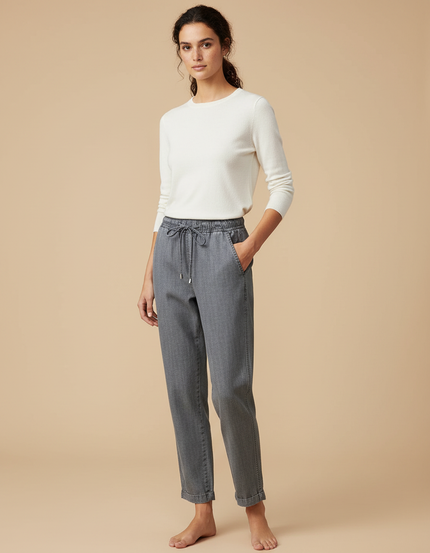 Pantalon Chino Gris Cordon Décontracté Femme - Jean