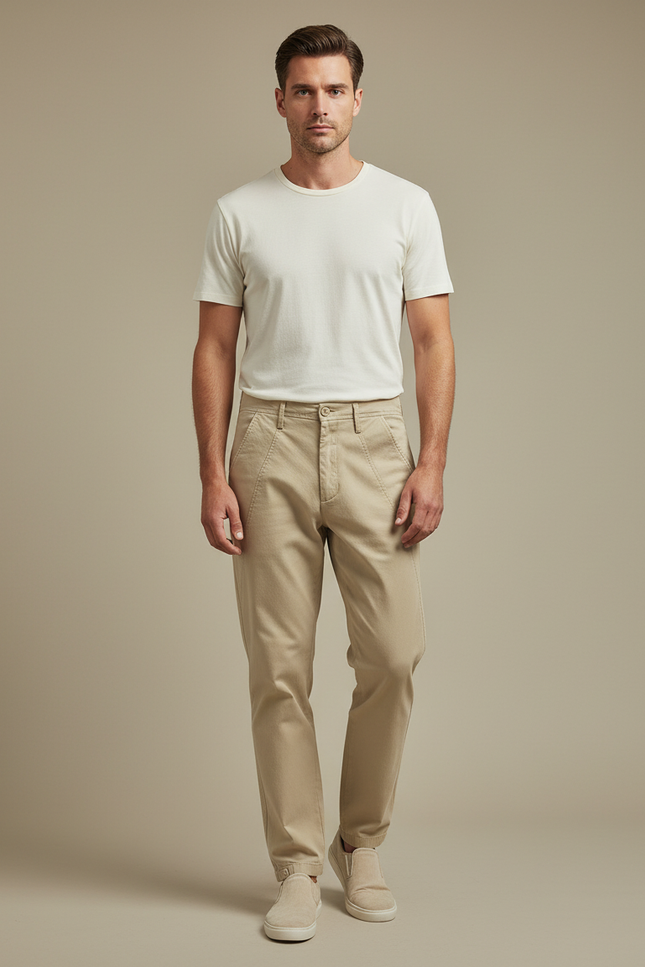 Pantalon Chino Italien - Beige Coton
