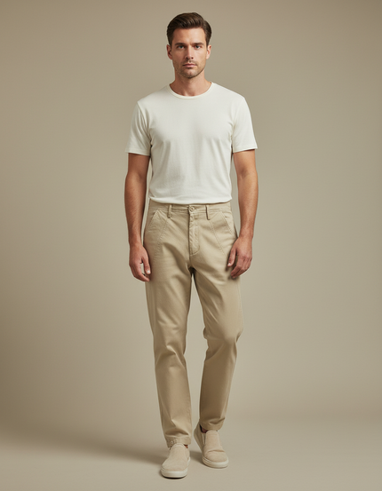 Pantalon Chino Italien - Beige Coton