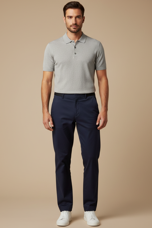 Pantalon Chino Homme Bleu Marine Coupe Droite Coton Confortable