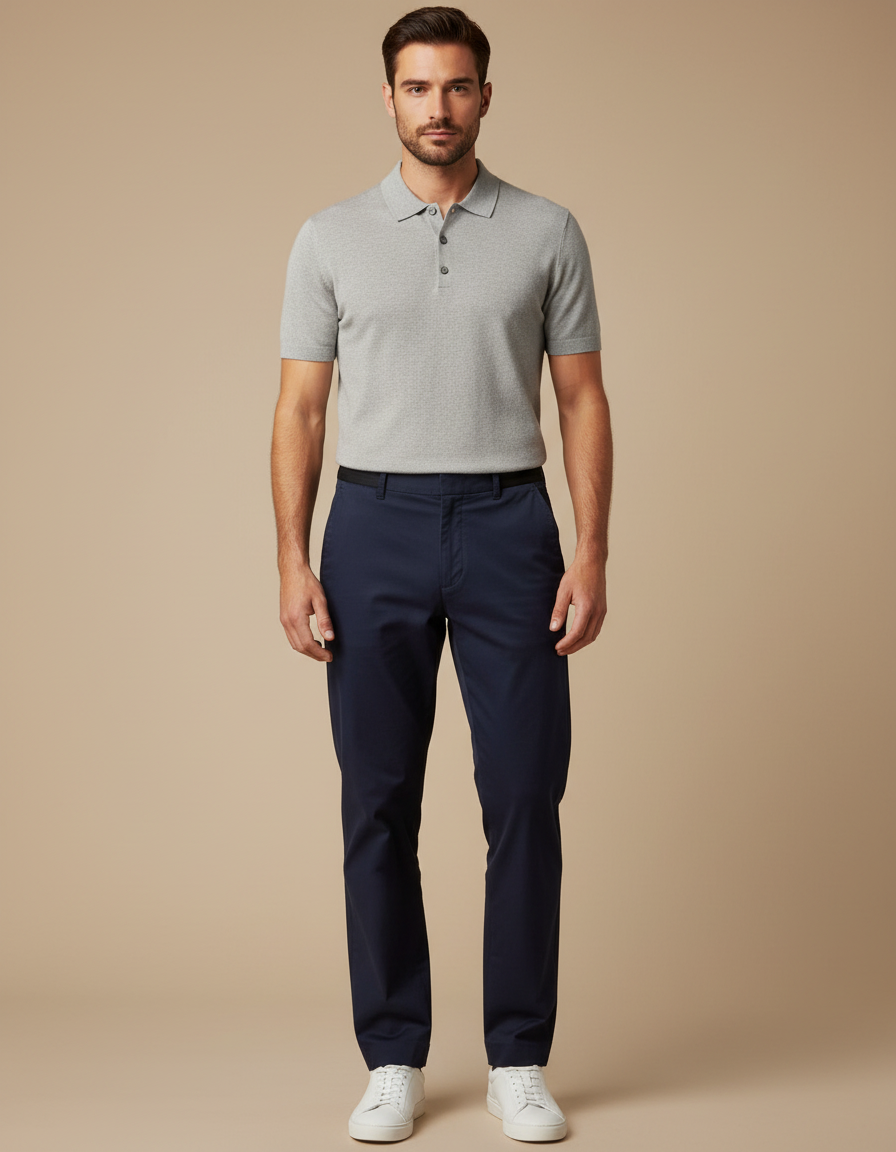 Pantalon Chino Homme Bleu Marine Coupe Droite Coton Confortable