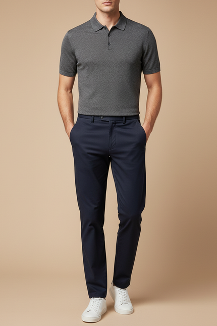 Pantalon Chino Decontracte - Marine Gabardine