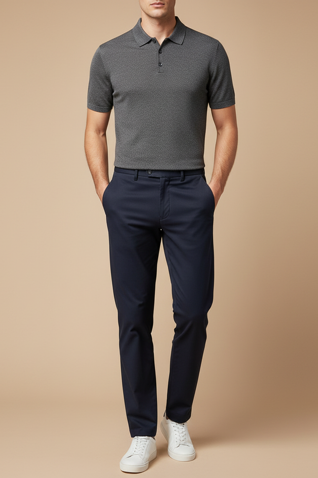 Pantalon Chino Decontracte - Marine Gabardine