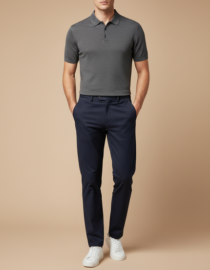 Pantalon Chino Decontracte - Marine Gabardine