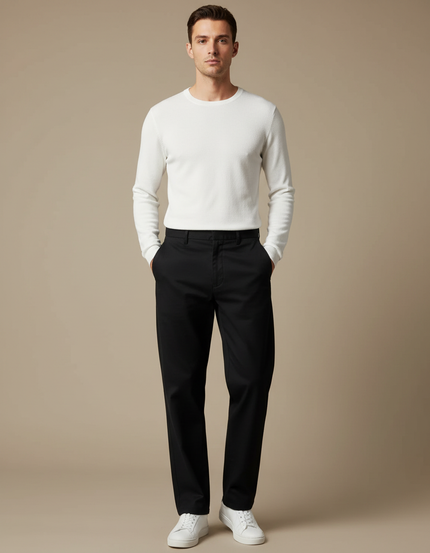 Pantalon Chino Noir Coton Droit Tendance Homme
